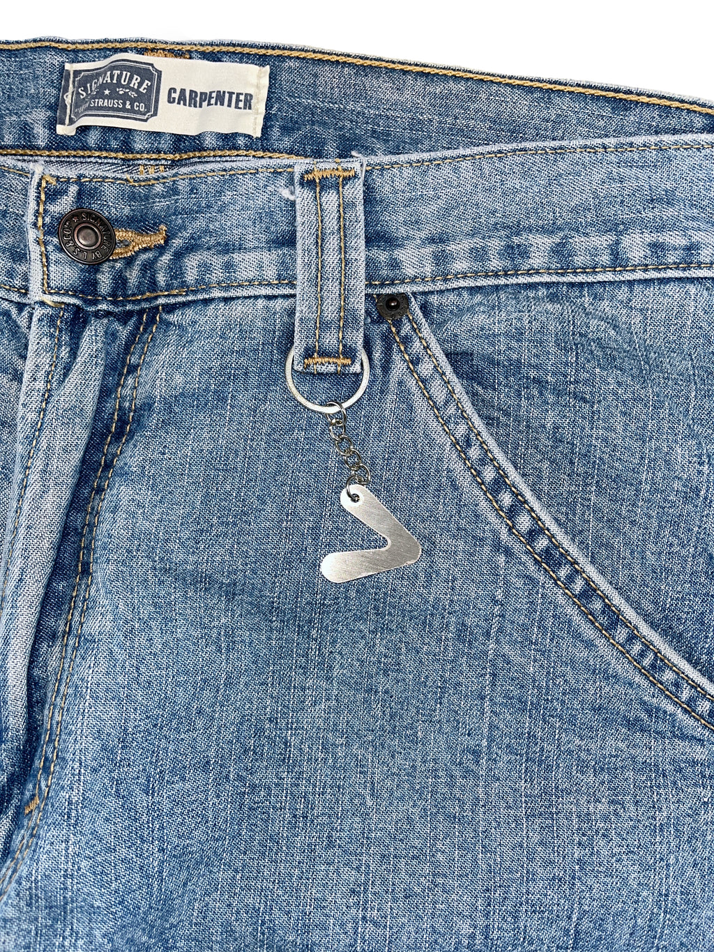 #49 Leather Patch Ripped Denim