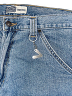 #49 Leather Patch Ripped Denim