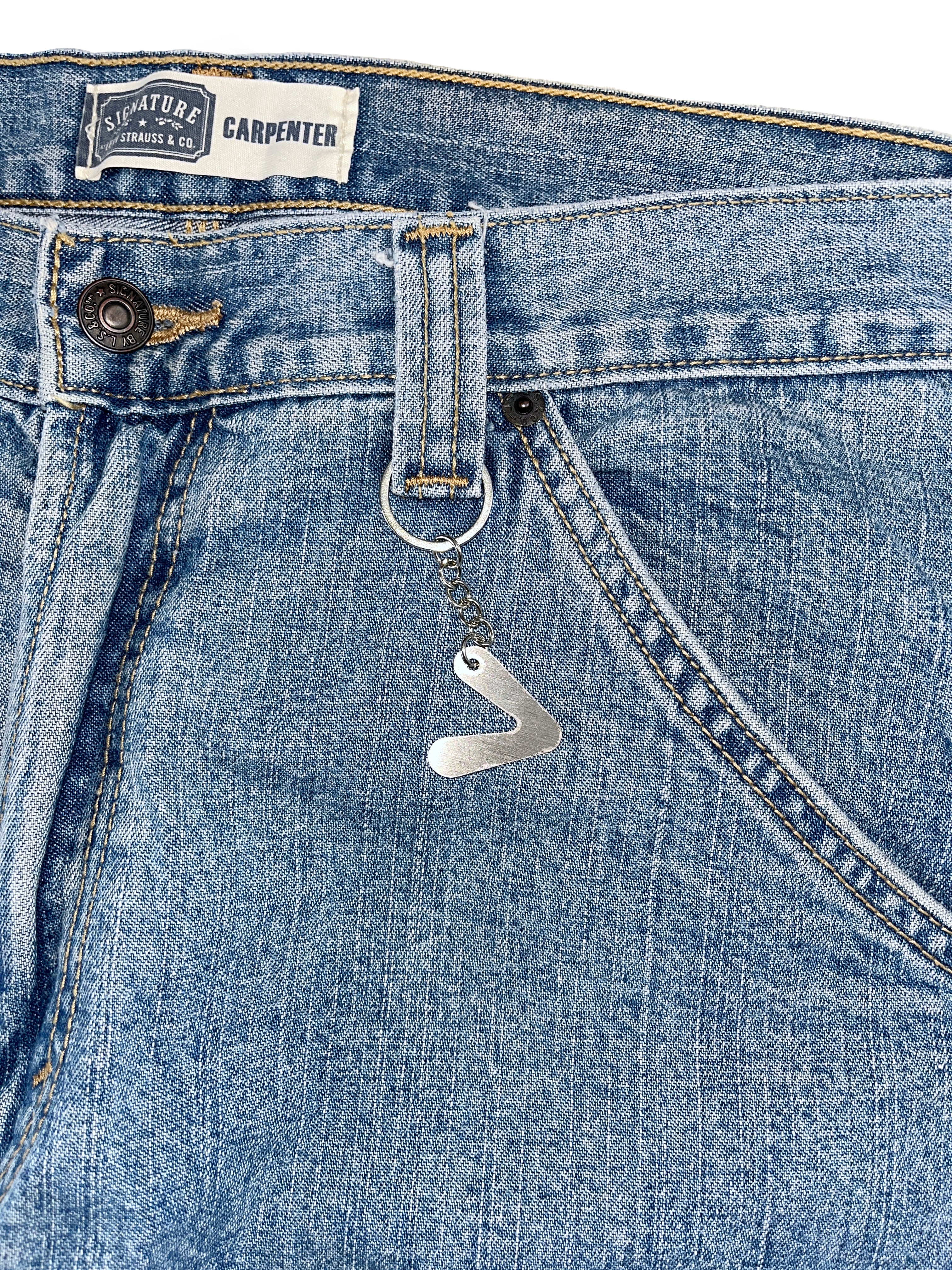 #49 Leather Patch Ripped Denim