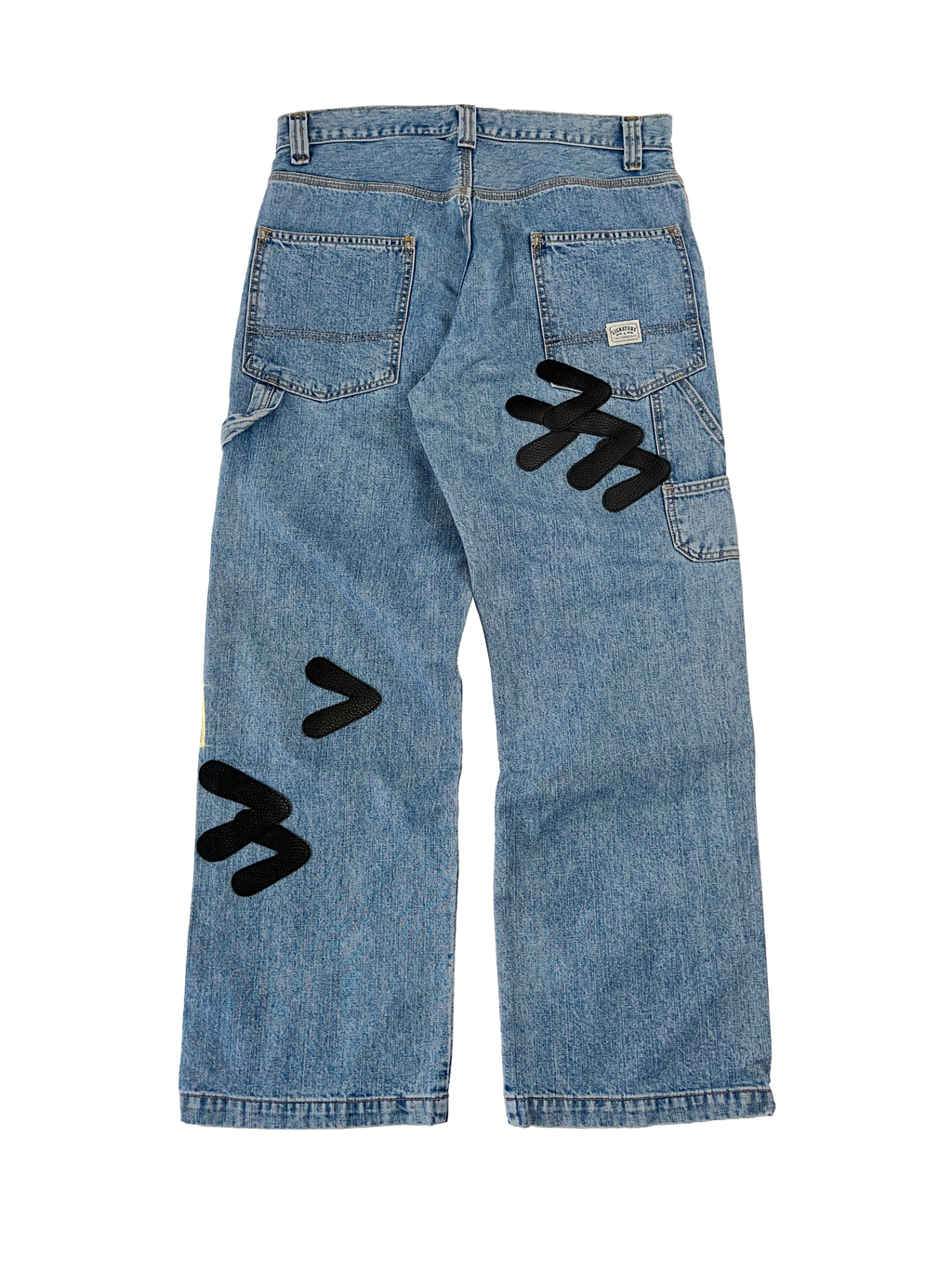 #49 Leather Patch Ripped Denim