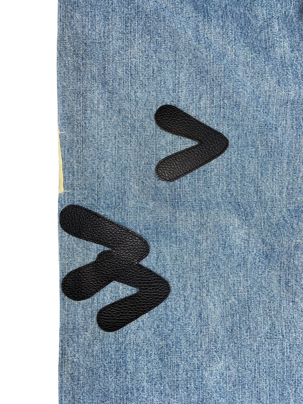 #49 Leather Patch Ripped Denim