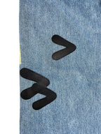 #49 Leather Patch Ripped Denim