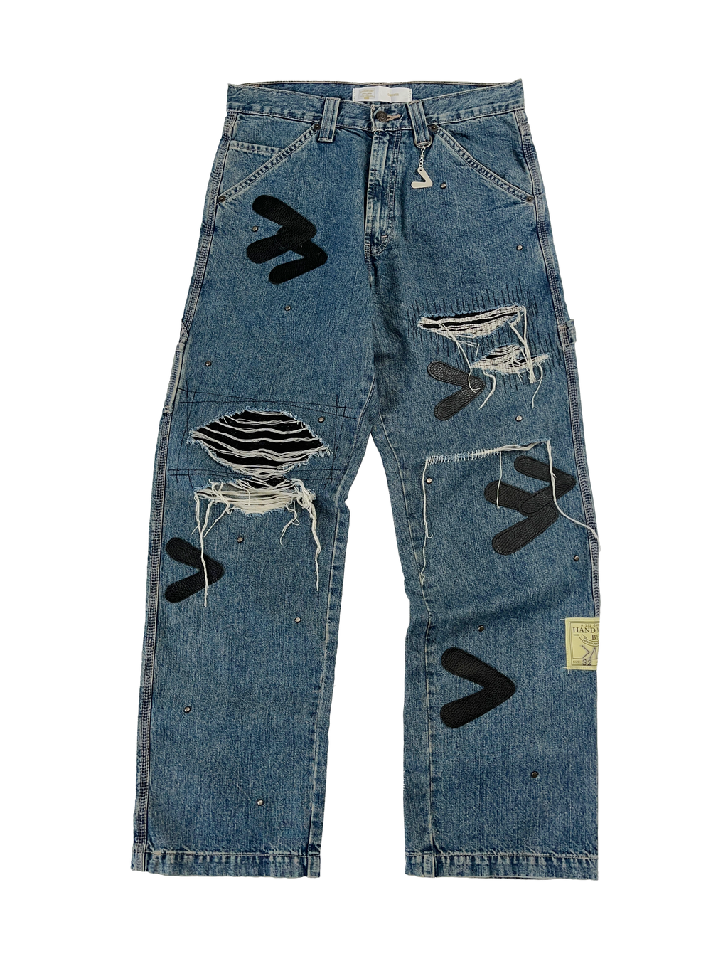 #48 Leather Patch Studded Denim