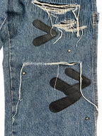 #48 Leather Patch Studded Denim