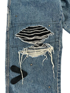#48 Leather Patch Studded Denim