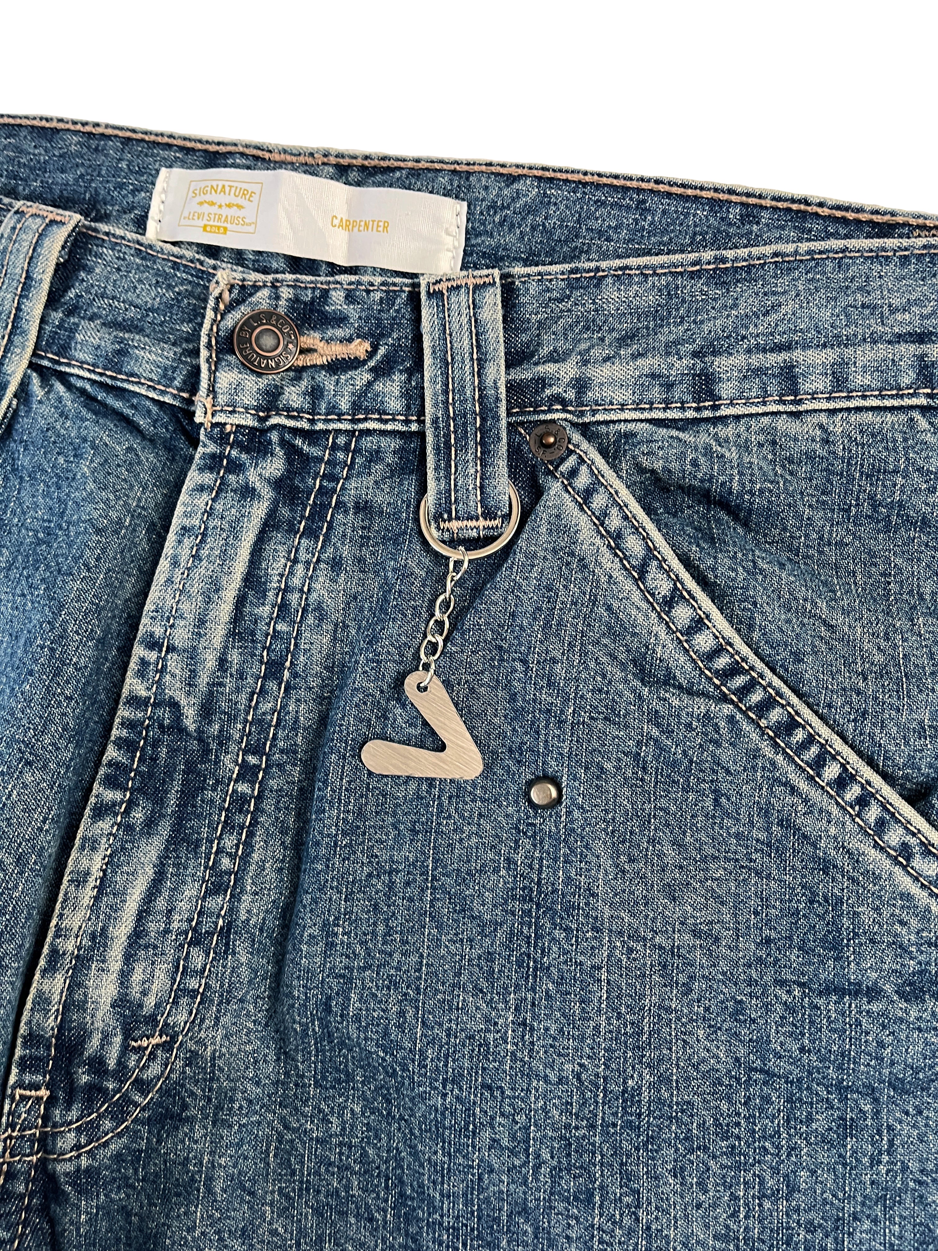 #48 Leather Patch Studded Denim