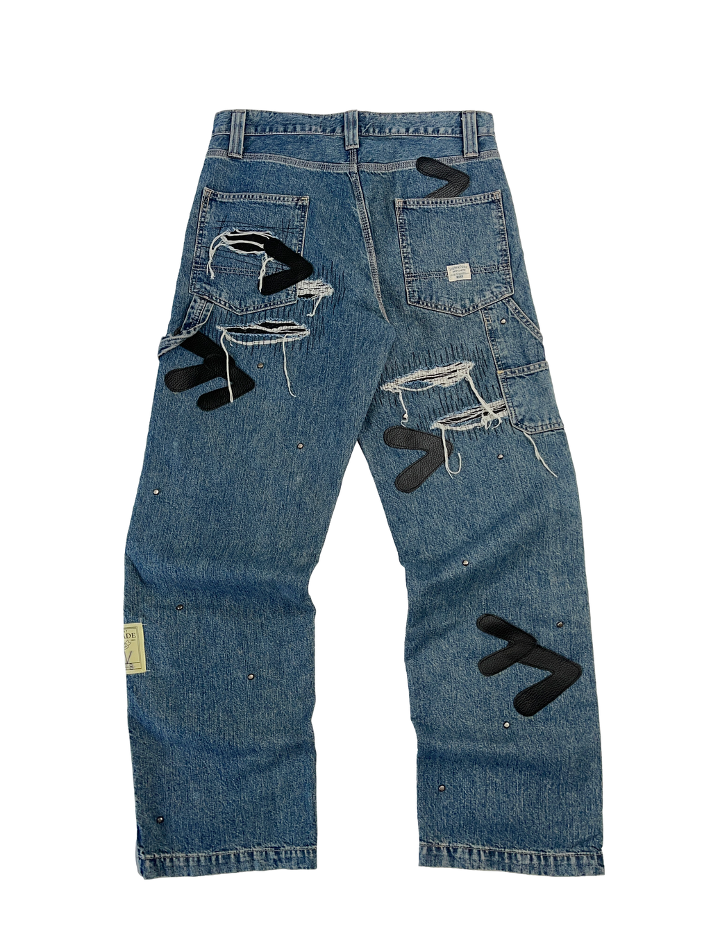 #48 Leather Patch Studded Denim