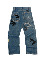 #48 Leather Patch Studded Denim