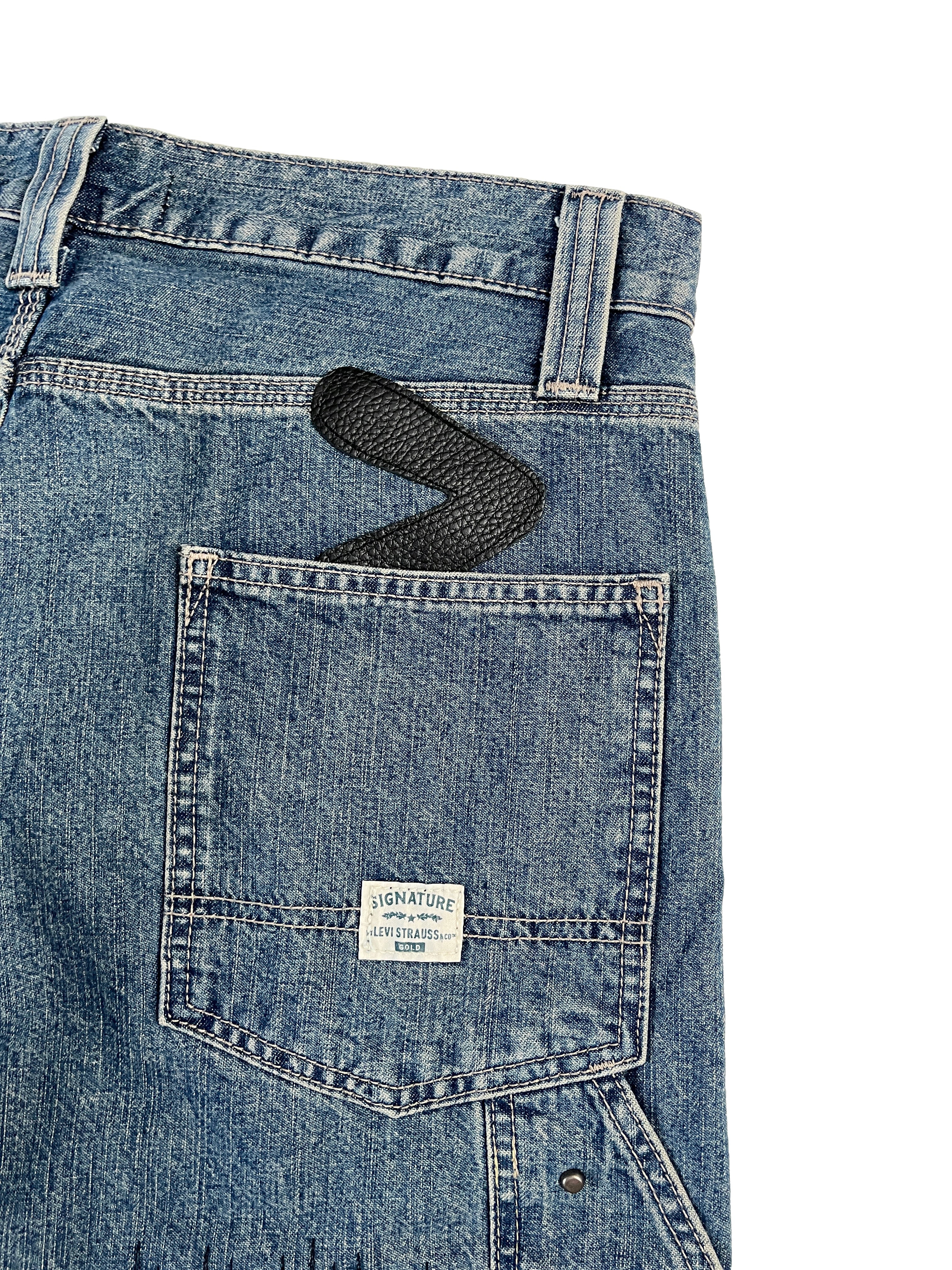 #48 Leather Patch Studded Denim