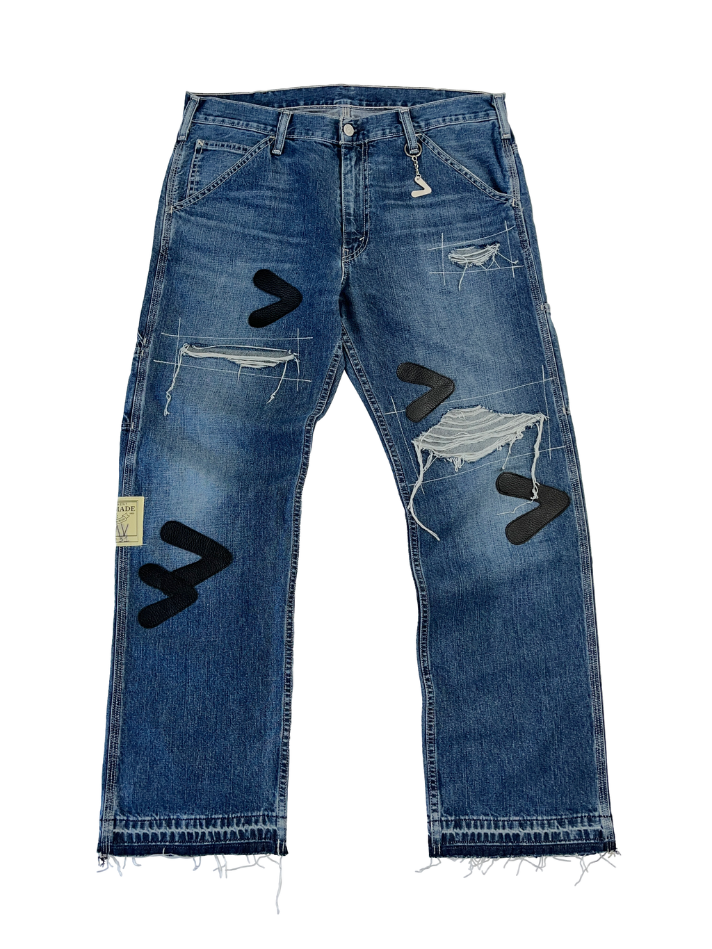 #51 Leather Patch Distressed Denim