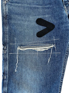 #51 Leather Patch Distressed Denim