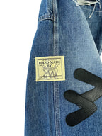 #51 Leather Patch Distressed Denim