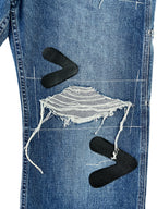 #51 Leather Patch Distressed Denim