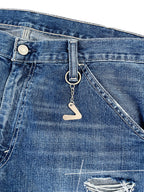 #51 Leather Patch Distressed Denim