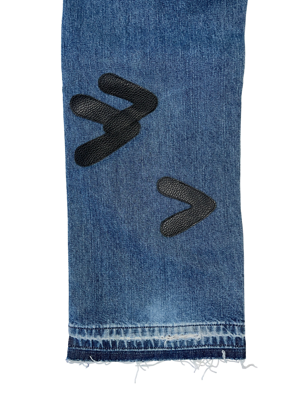 #51 Leather Patch Distressed Denim