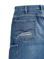 #51 Leather Patch Distressed Denim