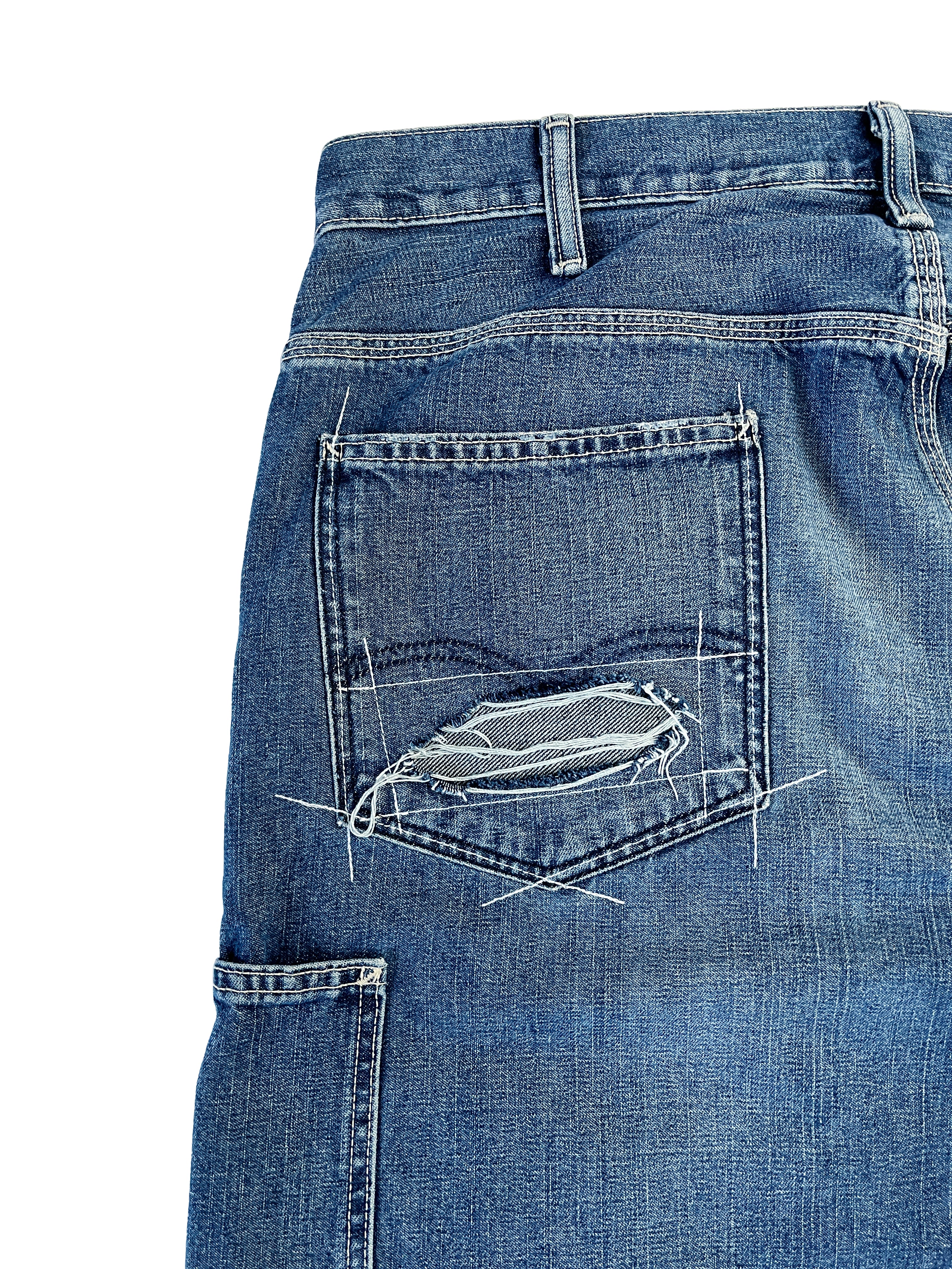 #51 Leather Patch Distressed Denim