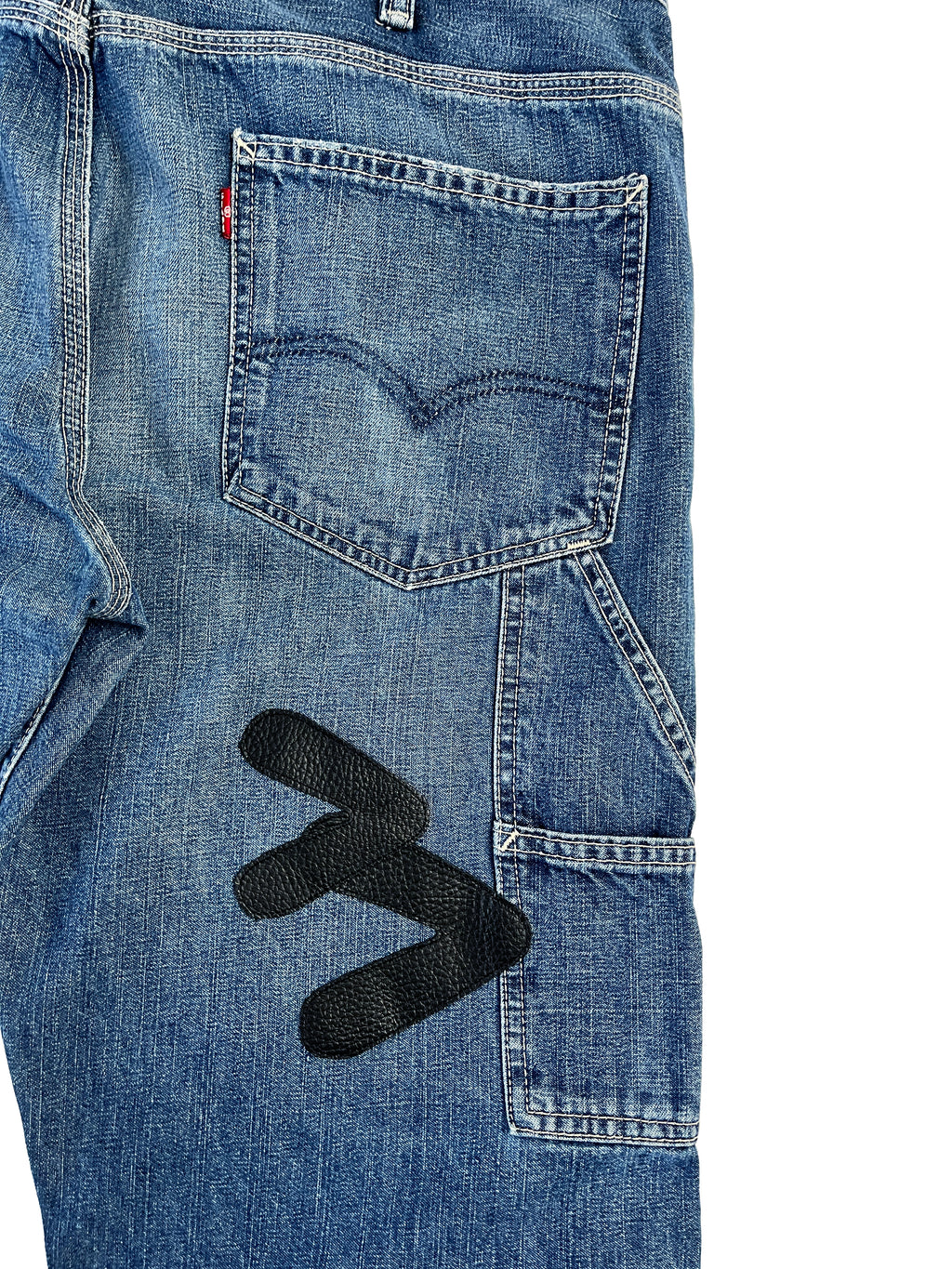 #51 Leather Patch Distressed Denim