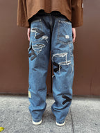 #48 Leather Patch Studded Denim