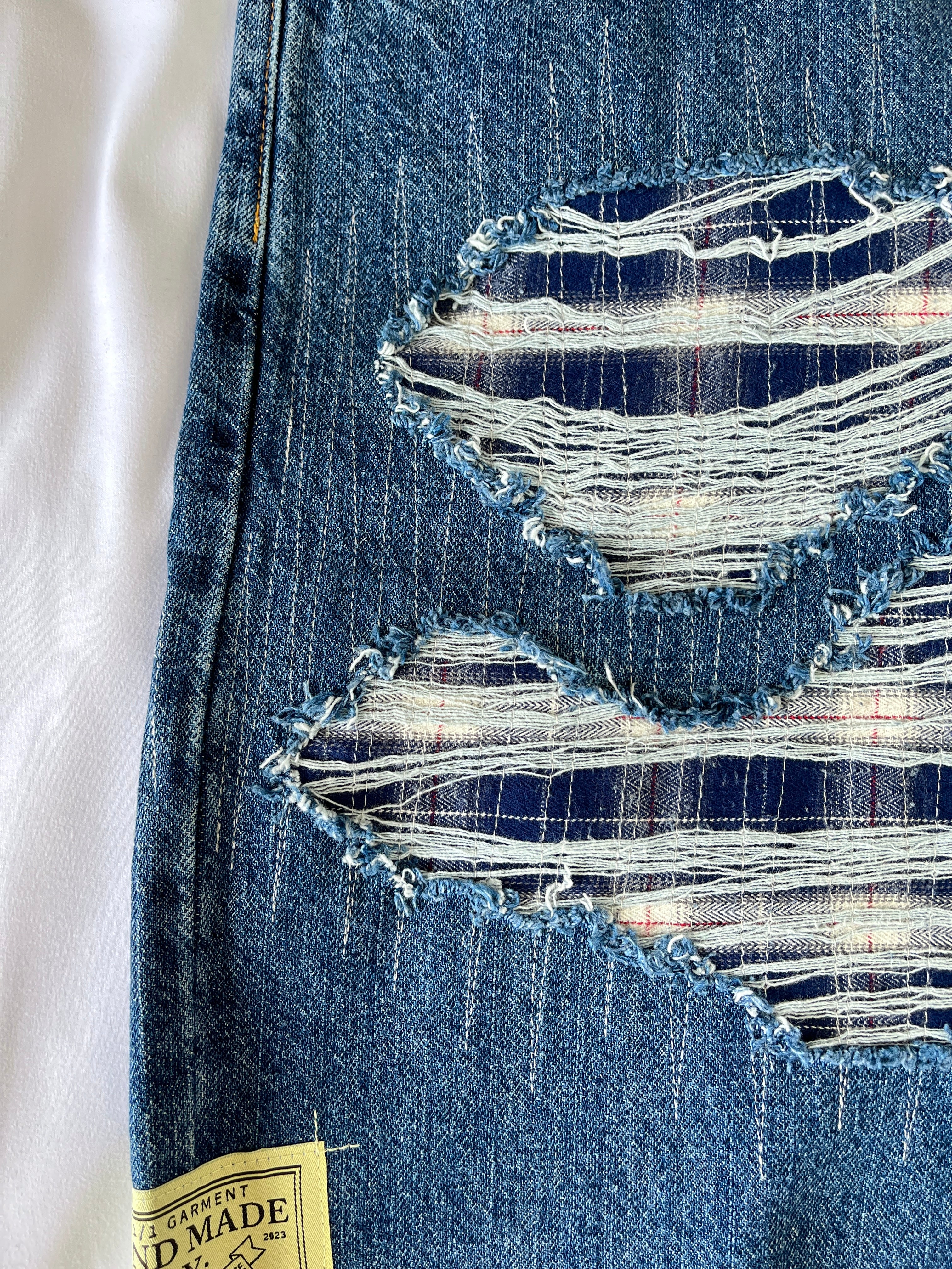 #42 Distressed Flannel Denim