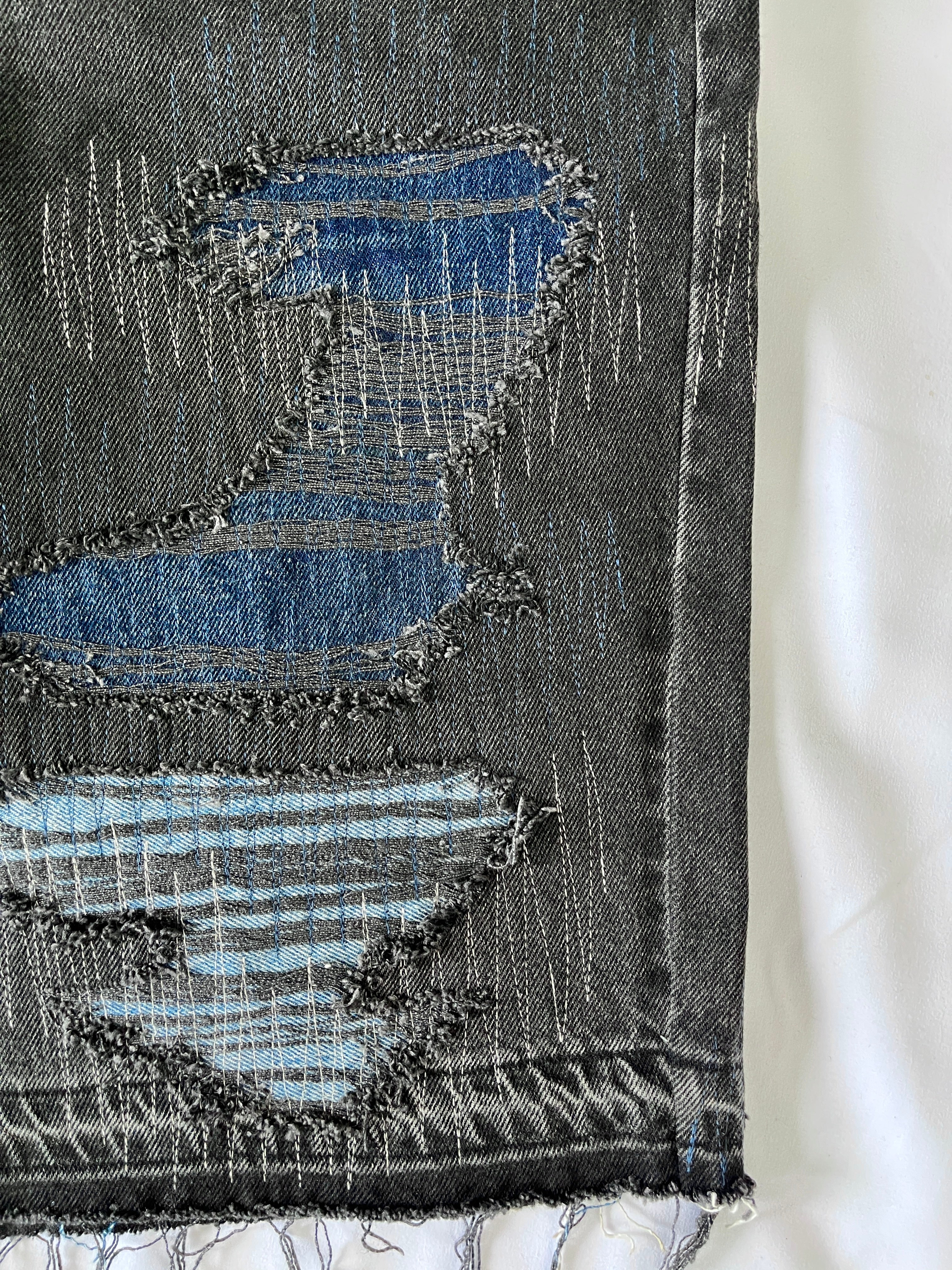 #37 Distressed 3 Tone Denim