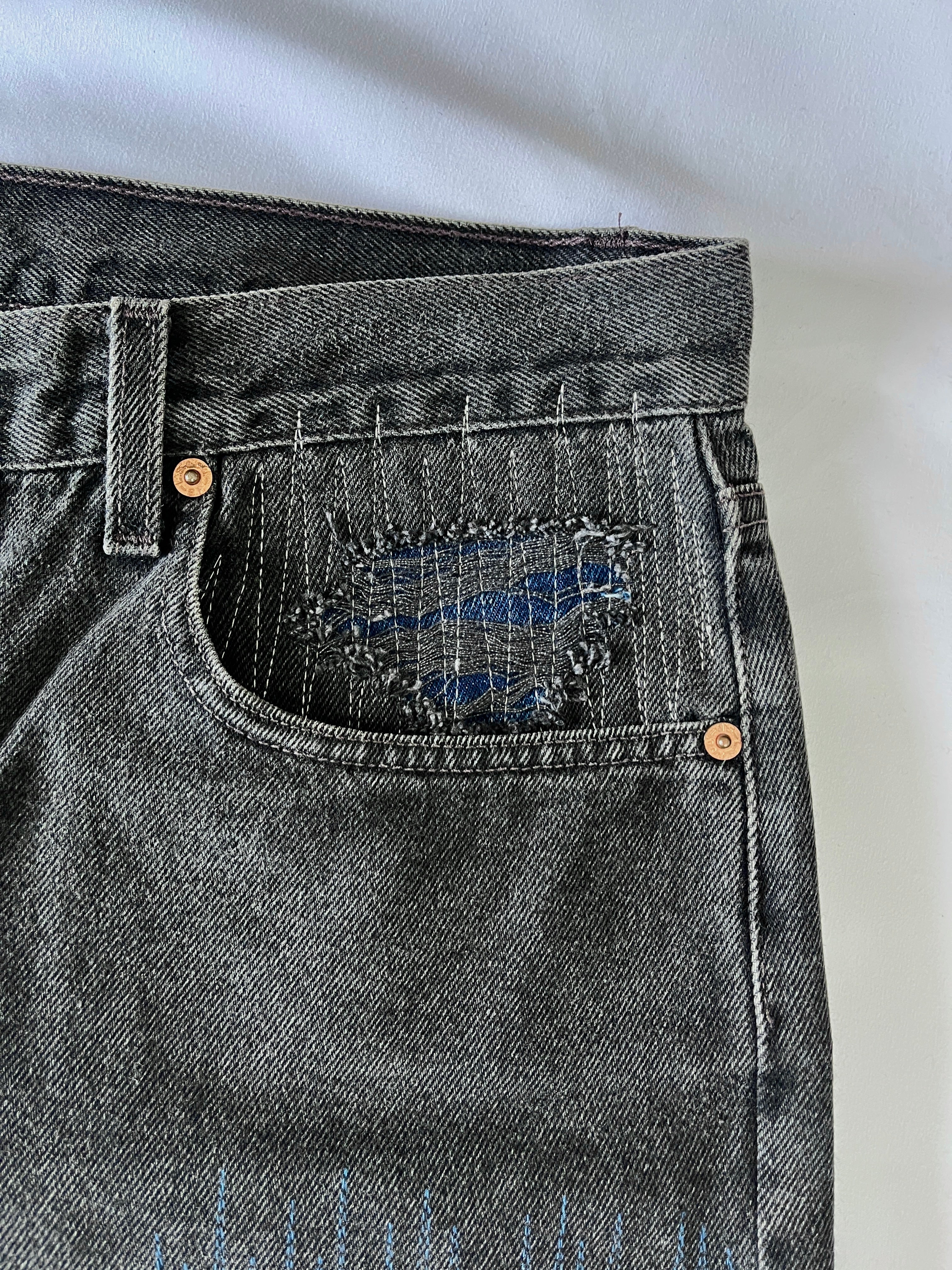 #37 Distressed 3 Tone Denim