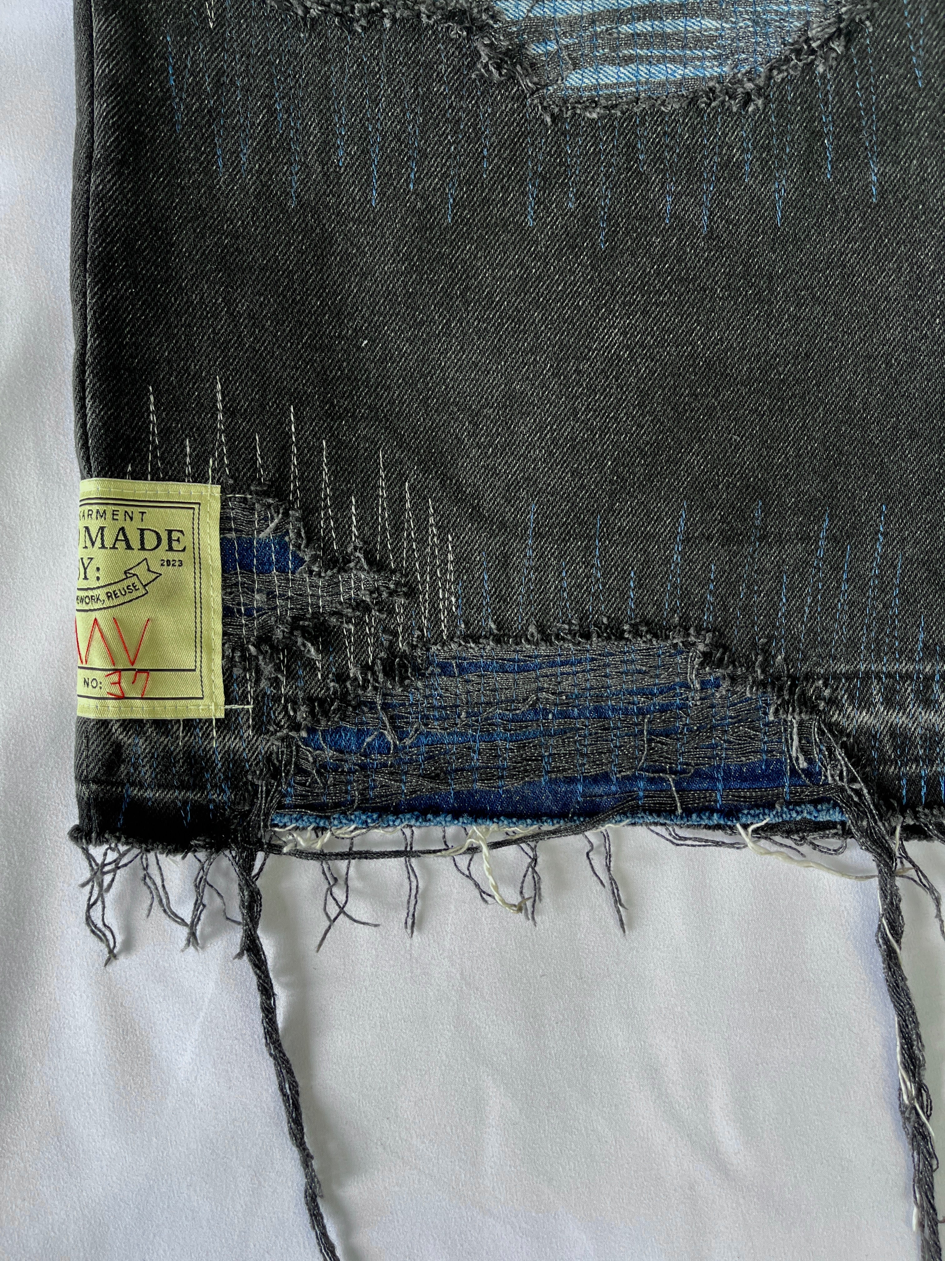 #37 Distressed 3 Tone Denim