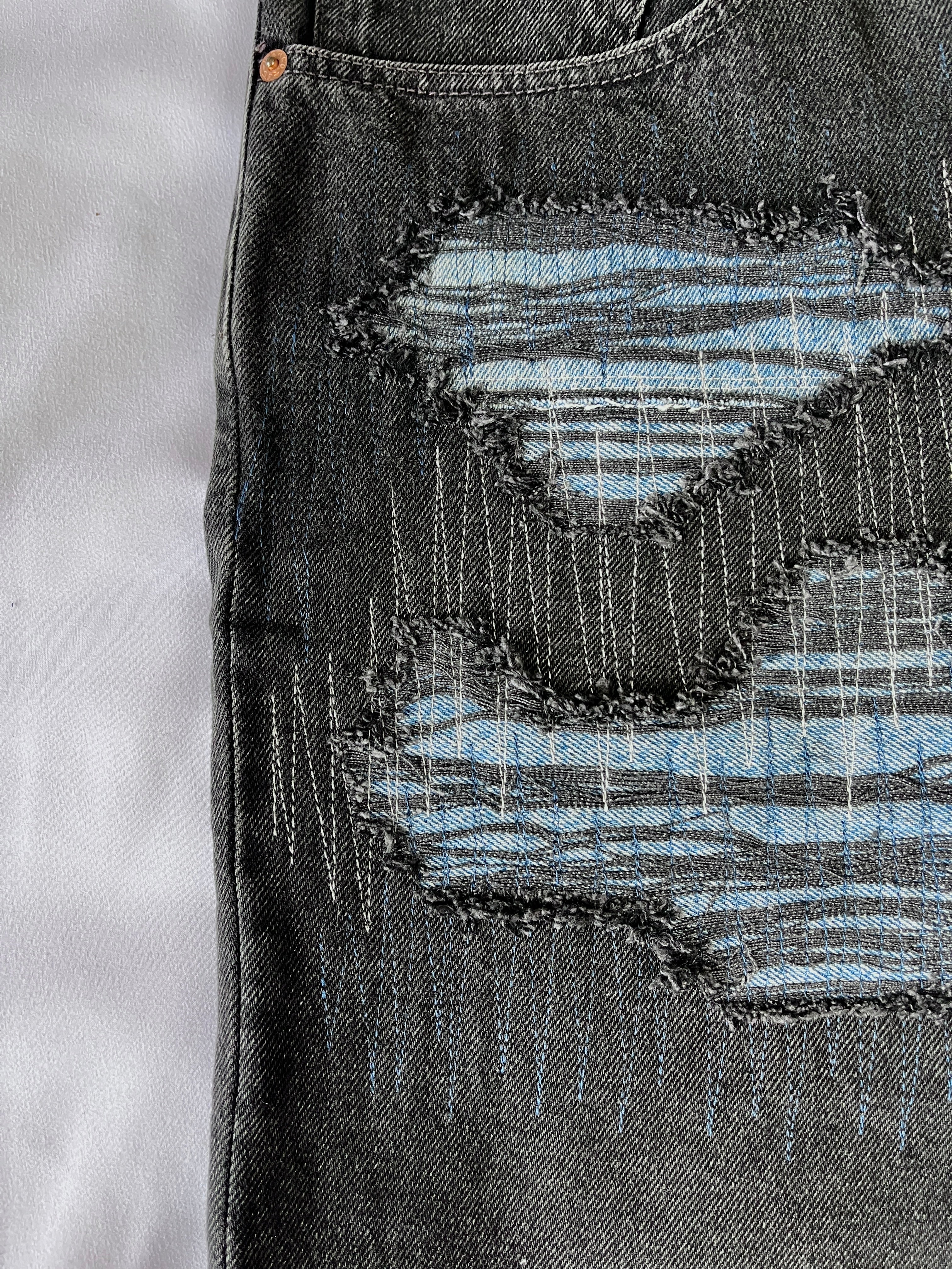 #37 Distressed 3 Tone Denim