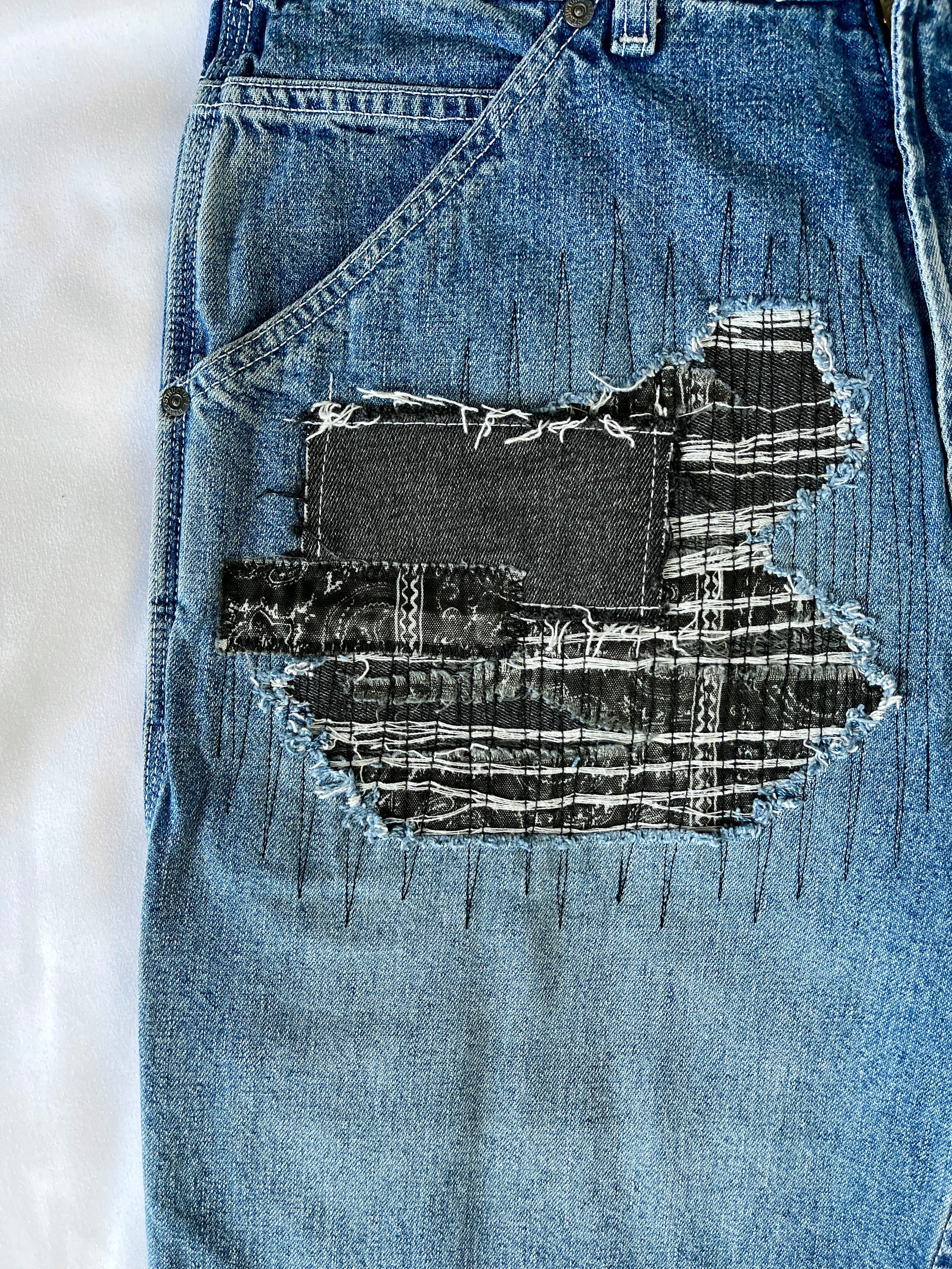 #40 Distressed Patchwork Denim