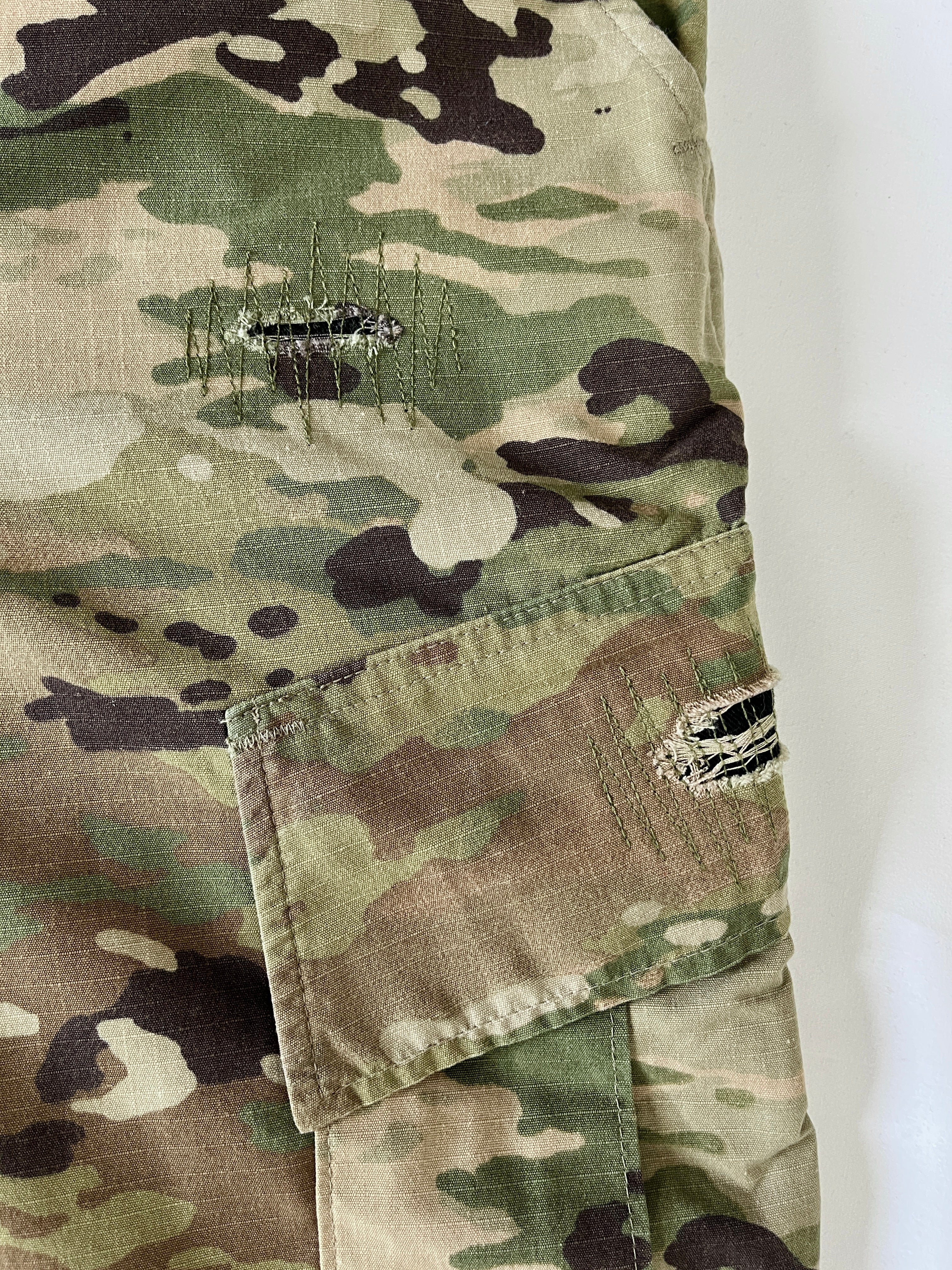 #47 Distressed Camo Cargo