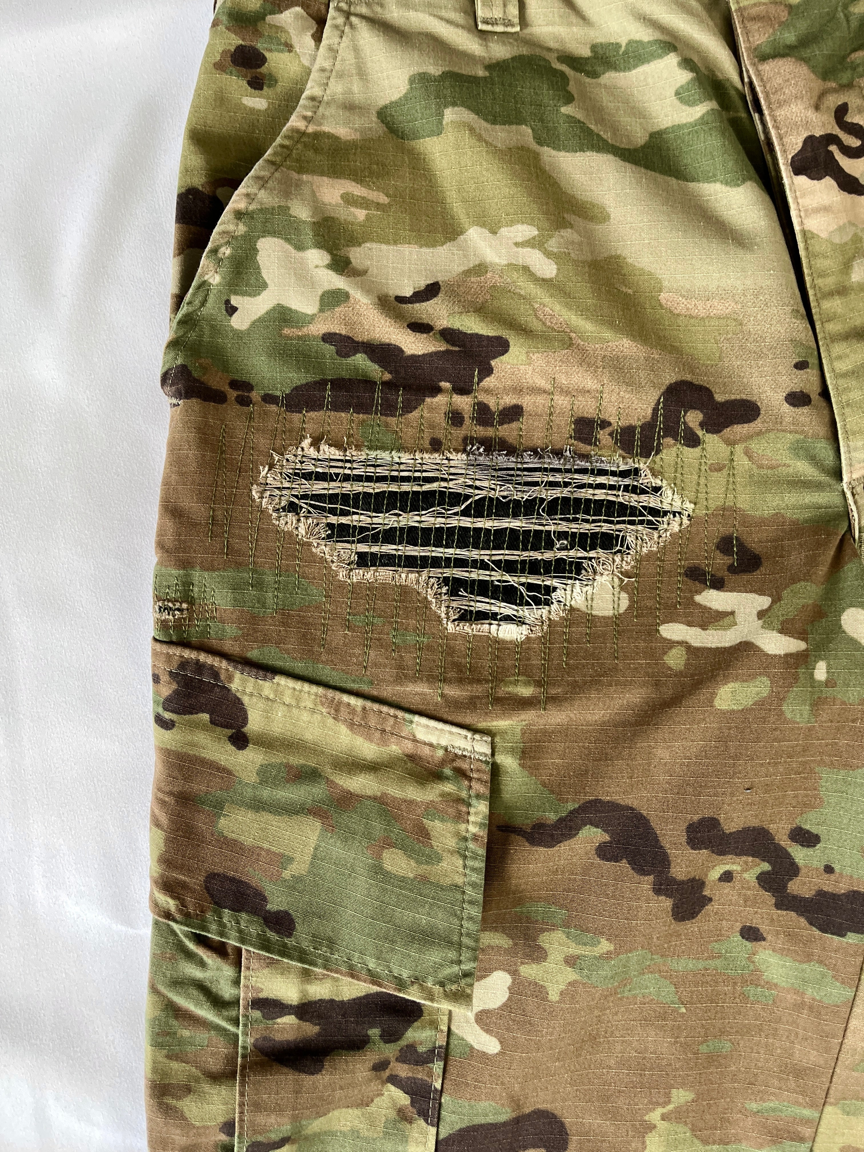 #47 Distressed Camo Cargo