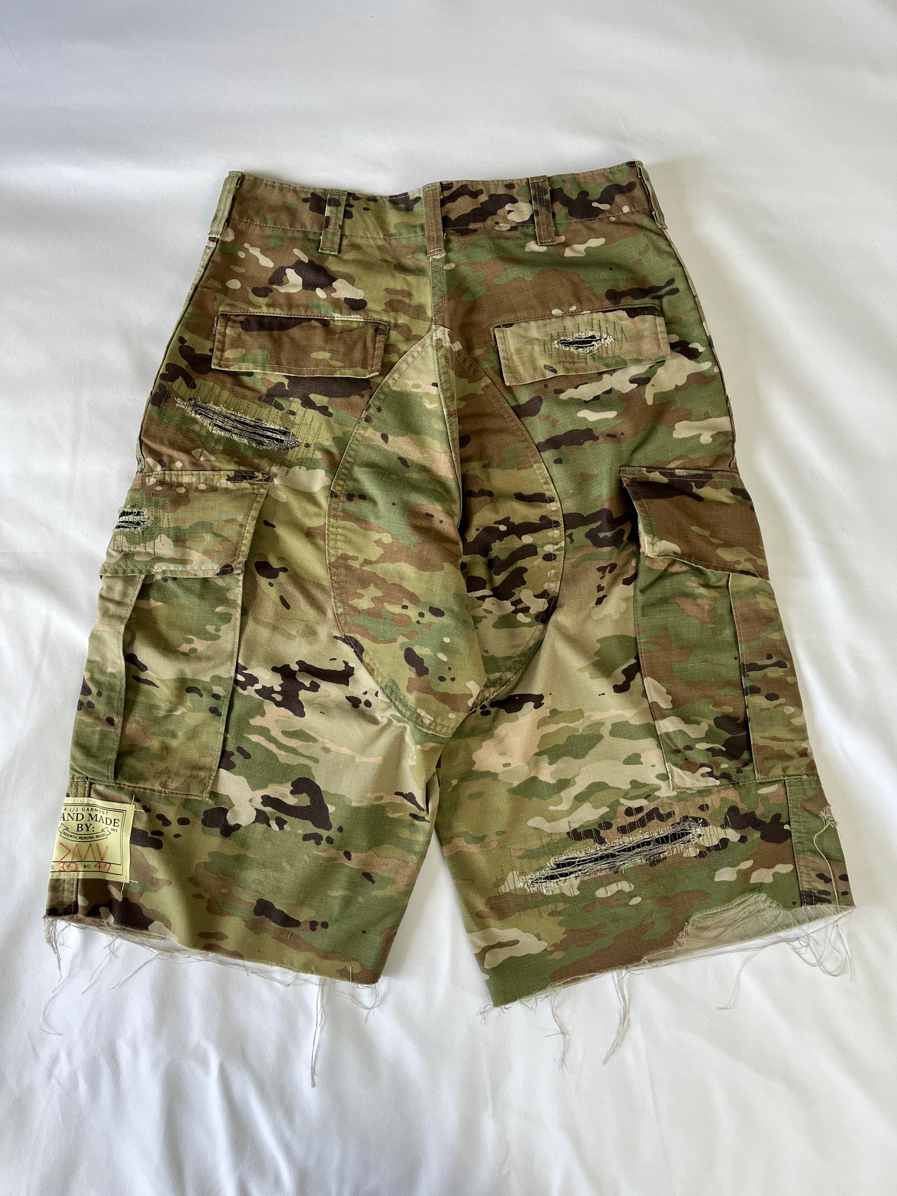 #47 Distressed Camo Cargo