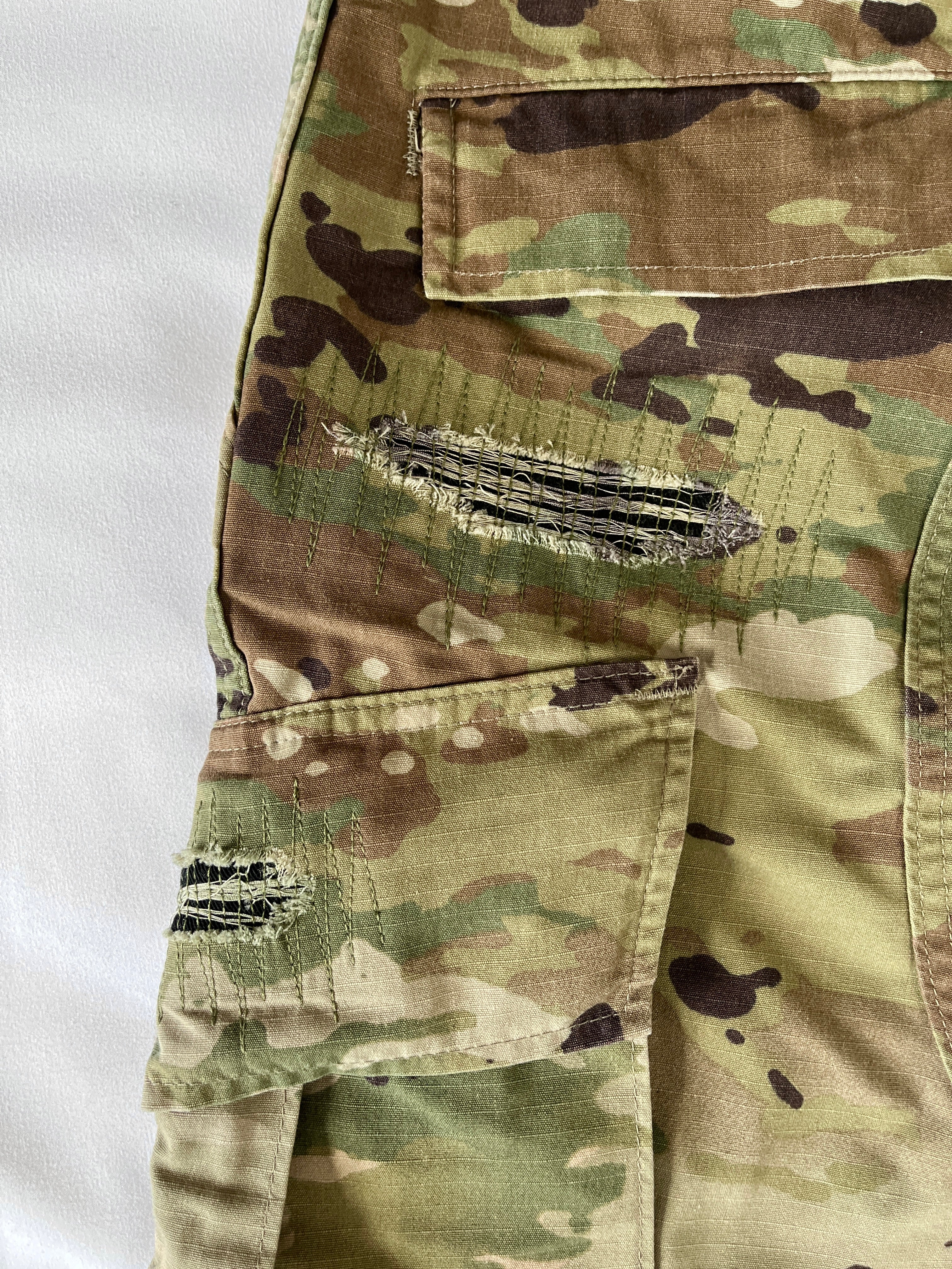 #47 Distressed Camo Cargo